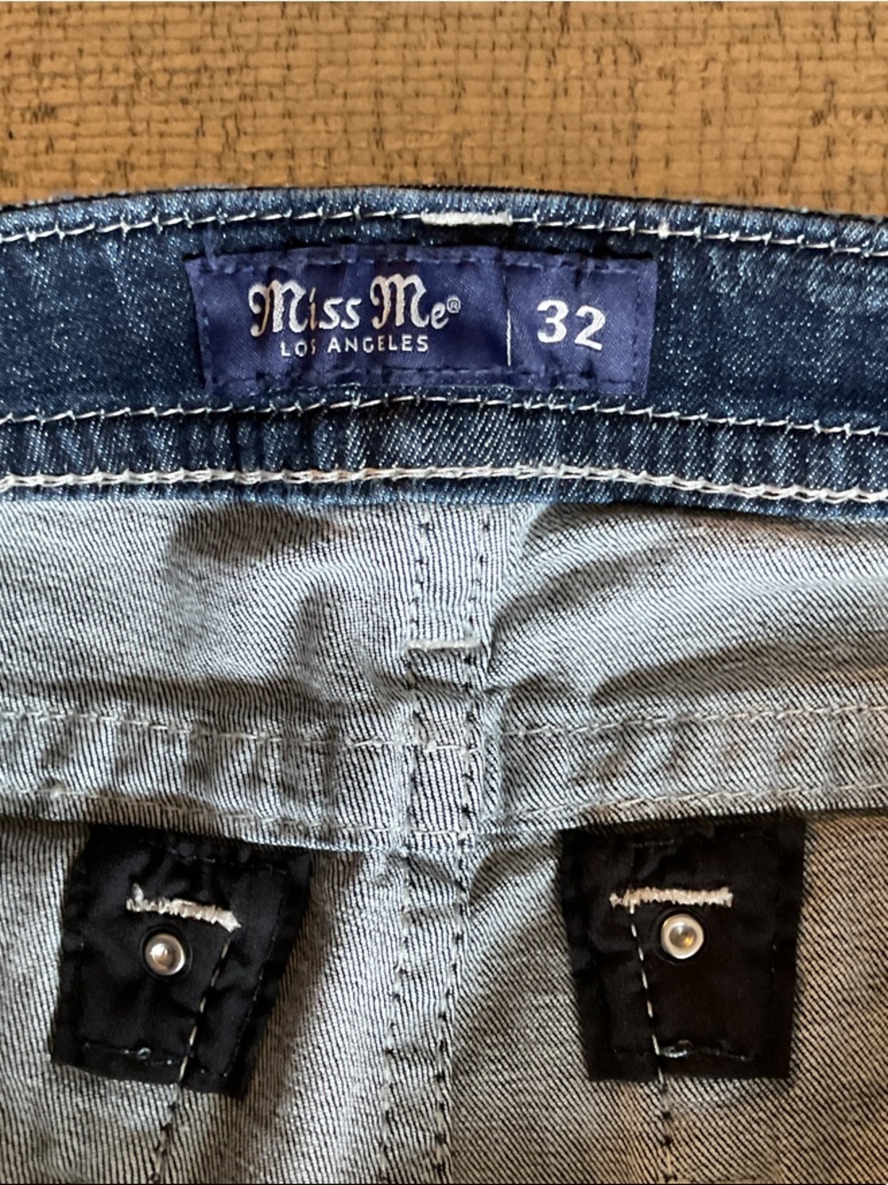 Miss Me Ankle Skinny Embellished USA Red White Blue Bling Jeans 32 Patriotic - Picture 6 of 13